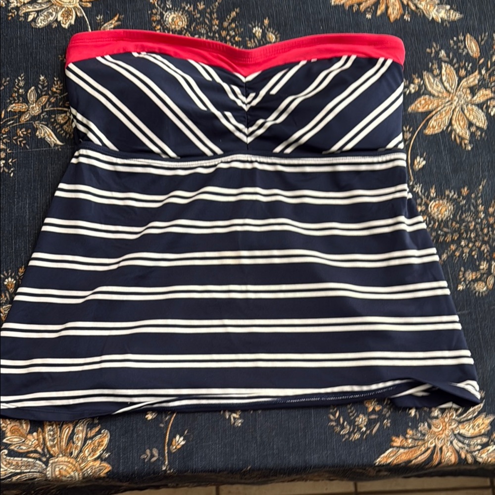 Beach House Tankini Top Navy and White Striped Swim Top ( missing strap for top
